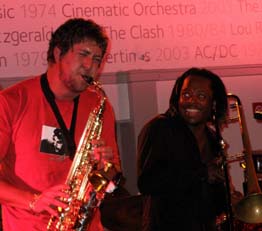Photo of James with Dennis Rollins
